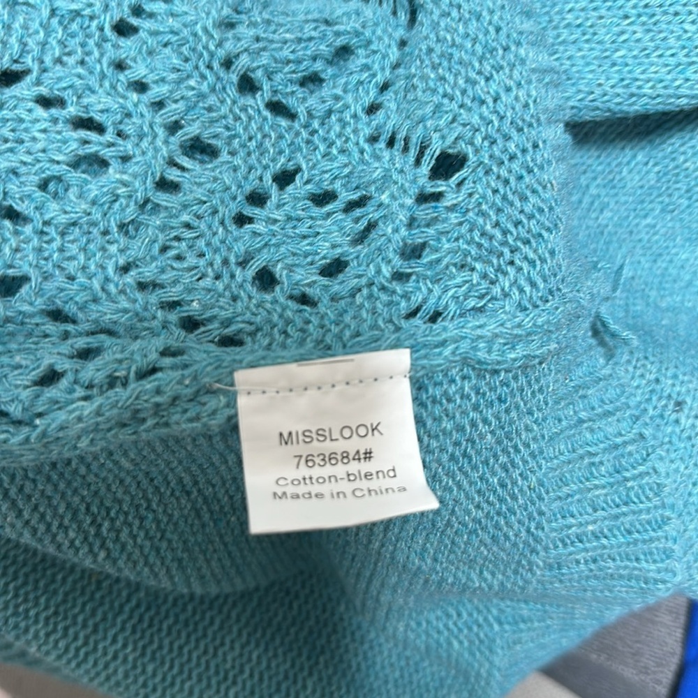 *** SALE *** MISLOOK Turquoise Blue Green Pretty Knit Cardigan Sweater - Picture 6 of 6